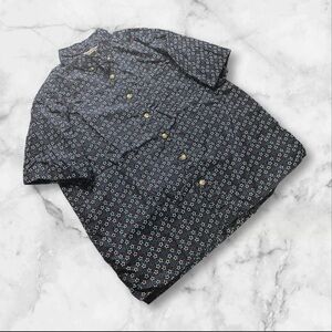 Duluth Trading Co Shirt Mens XL Blue White Stars Short Sleeve Button Down